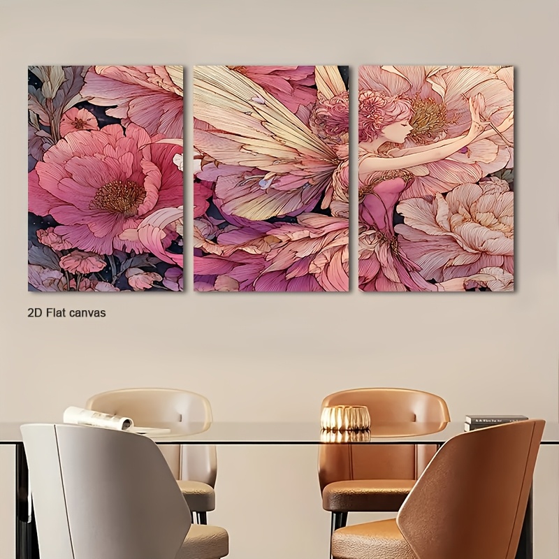 Canvas Wrap Ready - Bezramowe płótno 3-częściowe z motywem piwonii